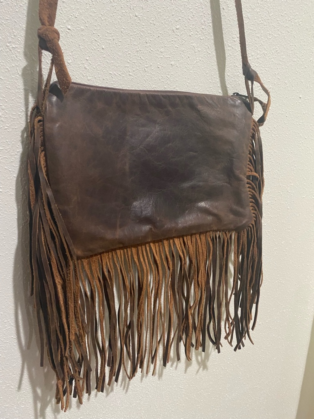 Upcycled LV leopard print on calf hair leather fringe bag - Picture 5 of 8